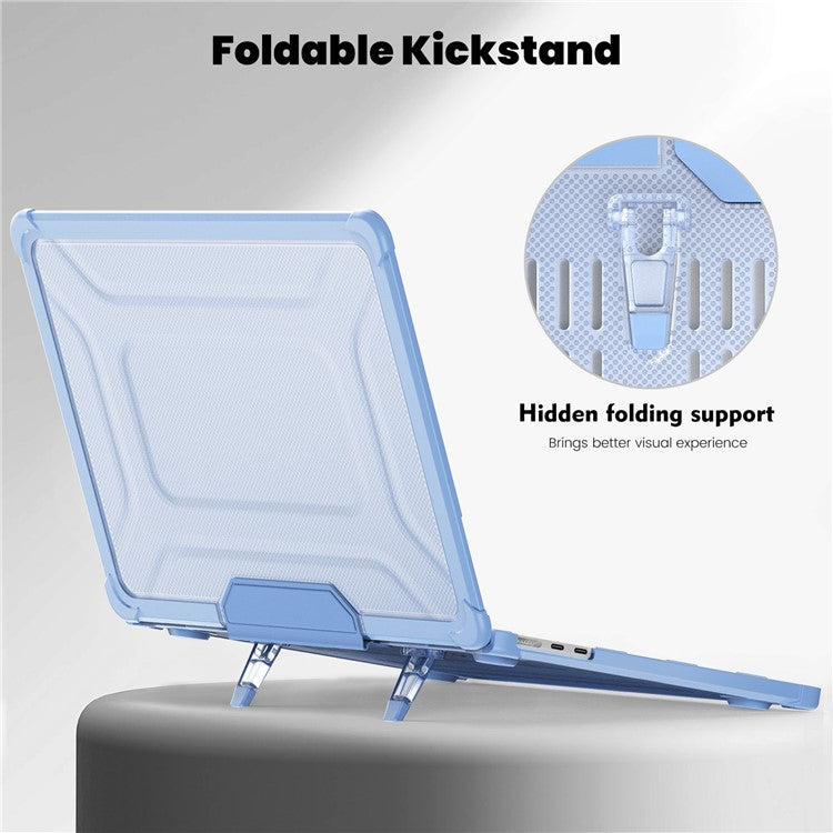 For MacBook Air 13 inch (2025) / (2024) / (2022) M2 A2681 Laptop Case PC + TPU Kickstand Heat Dissipation Cover - Baby Blue