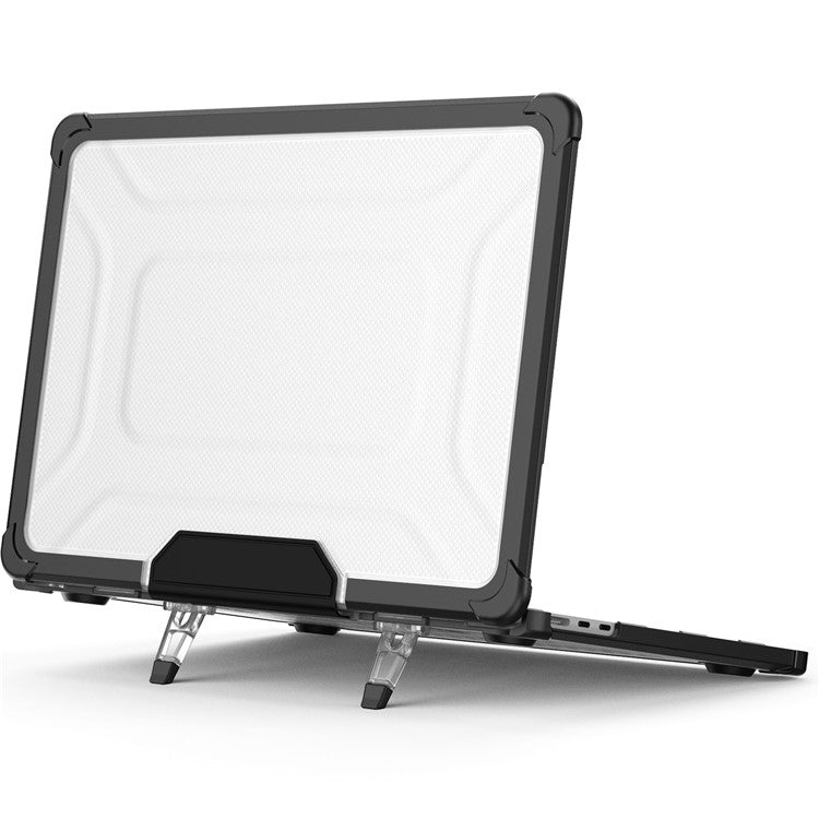 For MacBook Air 13 inch (2025) / (2024) / (2022) M2 A2681 Laptop Case PC + TPU Kickstand Heat Dissipation Cover - Black