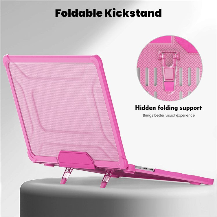 For MacBook Air 13 inch (2025) / (2024) / (2022) M2 A2681 Laptop Case PC + TPU Kickstand Heat Dissipation Cover - Rose