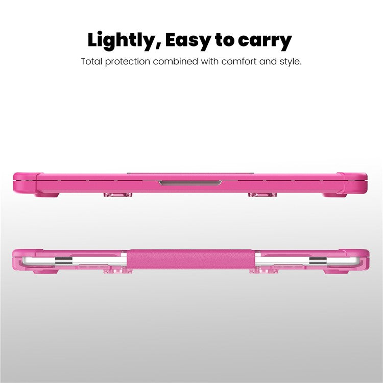 For MacBook Air 13 inch (2025) / (2024) / (2022) M2 A2681 Laptop Case PC + TPU Kickstand Heat Dissipation Cover - Rose