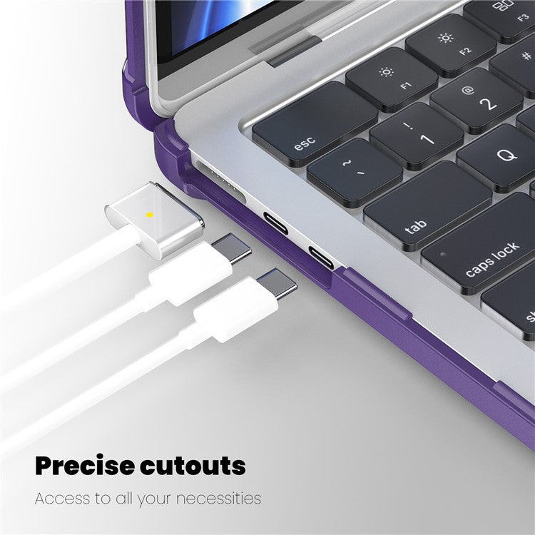 For MacBook Air 13 inch (2025) / (2024) / (2022) M2 A2681 Laptop Case PC + TPU Kickstand Heat Dissipation Cover - Purple