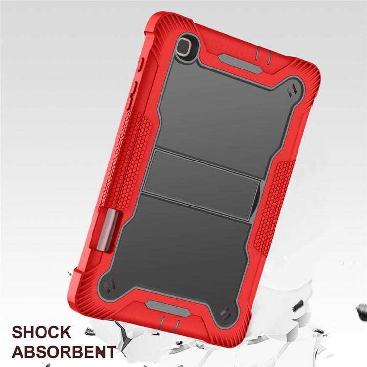 For Samsung Galaxy Tab S6 Lite (2024) / S6 Lite (2022) / S6 Lite (2020) Silicone + PC Tablet Case Kickstand Protection Cover - Red+Black
