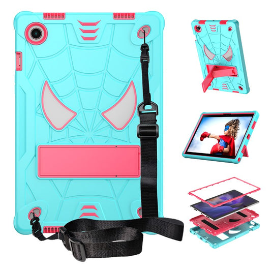 Kickstand Case for Samsung Galaxy Tab A8 10.5 (2021) x200 / Tab A8 10.5 (2022) Shockproof Tablet Cover Spider Style PC Silicone Shell - Mint Green+Rose