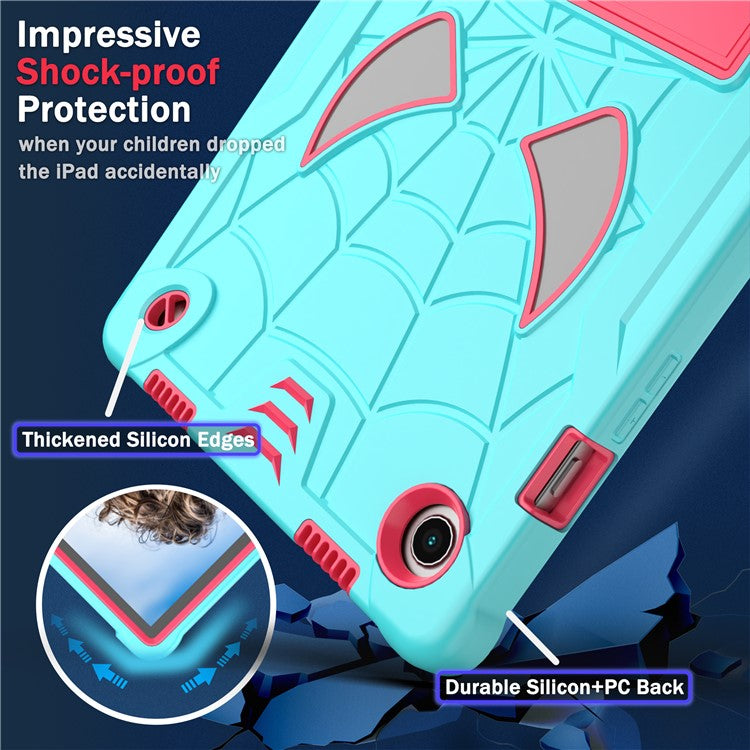 Kickstand Case for Samsung Galaxy Tab A8 10.5 (2021) x200 / Tab A8 10.5 (2022) Shockproof Tablet Cover Spider Style PC Silicone Shell - Mint Green+Rose