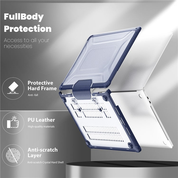 For MacBook Pro 13 inch (2018) / (2020) / (2022) (A2338 M1 / M2 A2289 A2251 A2159 A1989 A1706 A1708) PC+TPU Laptop Case - Navy Blue