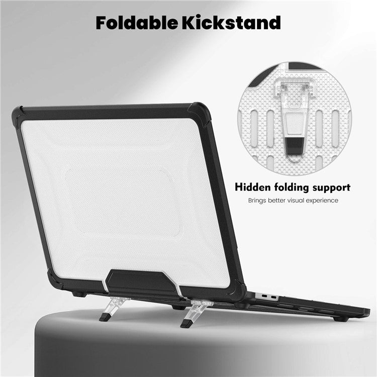 For MacBook Pro 13 inch (2018) / (2020) / (2022) (A2338 M1 / M2 A2289 A2251 A2159 A1989 A1706 A1708) PC+TPU Laptop Case - Black
