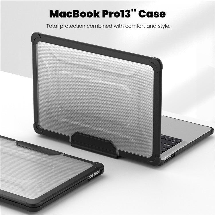 For MacBook Pro 13 inch (2018) / (2020) / (2022) (A2338 M1 / M2 A2289 A2251 A2159 A1989 A1706 A1708) PC+TPU Laptop Case - Black