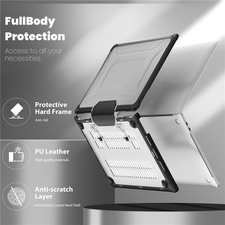 For MacBook Pro 13 inch (2018) / (2020) / (2022) (A2338 M1 / M2 A2289 A2251 A2159 A1989 A1706 A1708) PC+TPU Laptop Case - Black