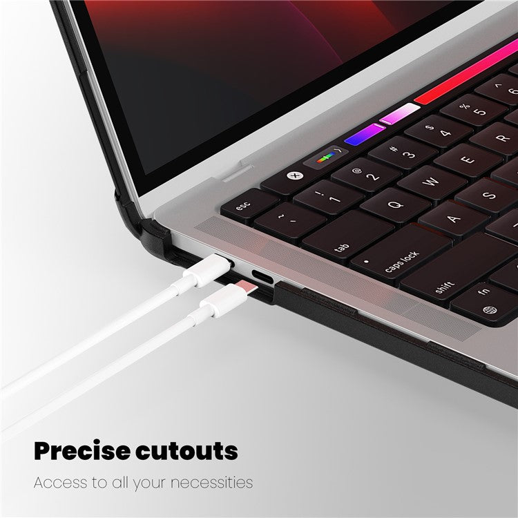 For MacBook Pro 13 inch (2018) / (2020) / (2022) (A2338 M1 / M2 A2289 A2251 A2159 A1989 A1706 A1708) PC+TPU Laptop Case - Black