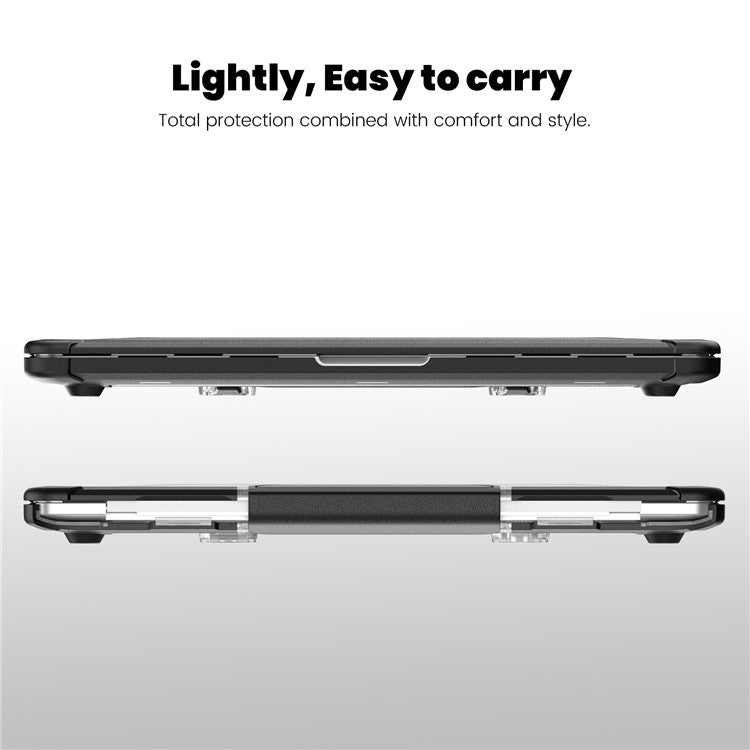 For MacBook Pro 13 inch (2018) / (2020) / (2022) (A2338 M1 / M2 A2289 A2251 A2159 A1989 A1706 A1708) PC+TPU Laptop Case - Black