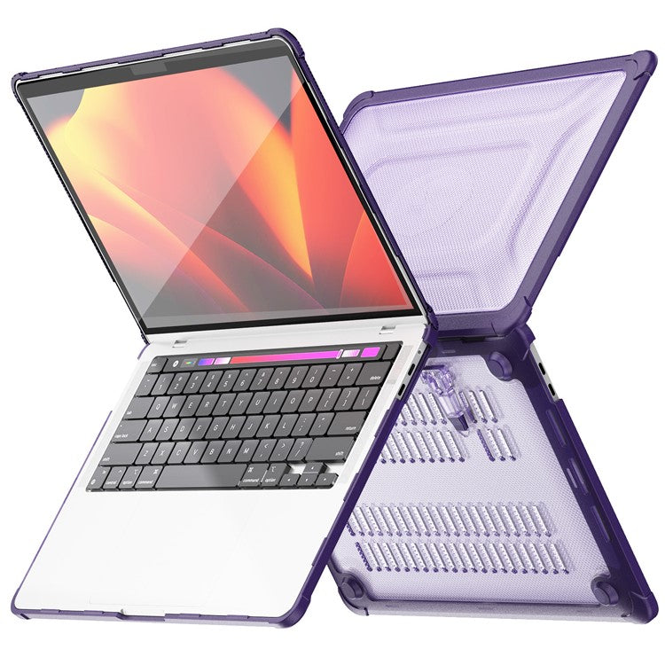 For MacBook Pro 13 inch (2018) / (2020) / (2022) (A2338 M1 / M2 A2289 A2251 A2159 A1989 A1706 A1708) PC+TPU Laptop Case - Purple