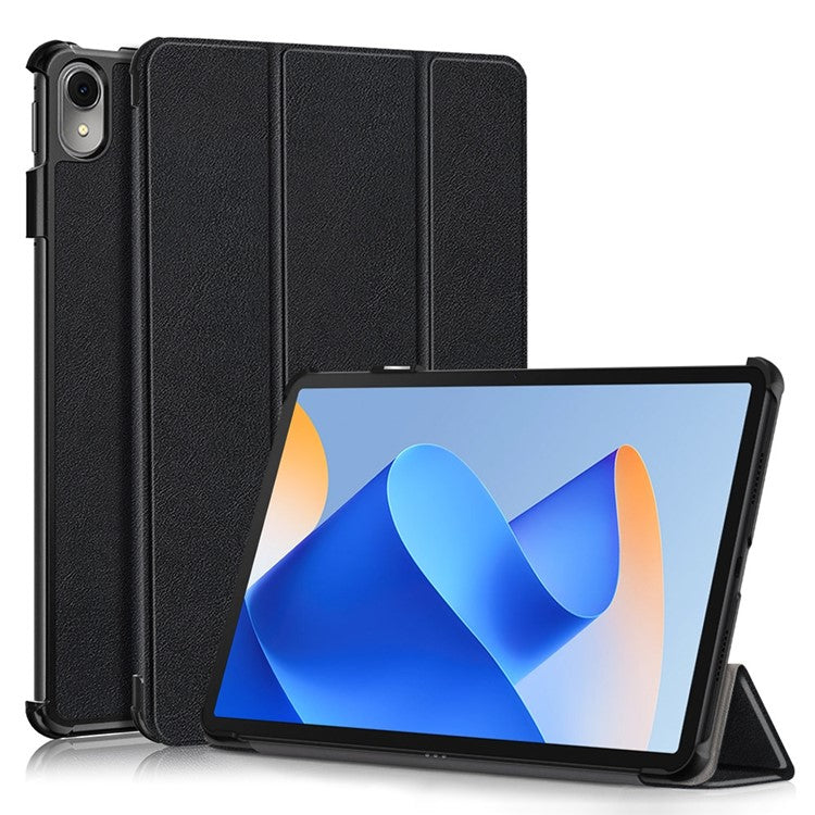 For Huawei MatePad 11 (2023) Tri-fold Stand Tablet Case PU Leather Tablet Cover with Auto Wake / Sleep - Black