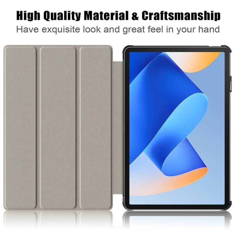 For Huawei MatePad 11 (2023) Tri-fold Stand Tablet Case PU Leather Tablet Cover with Auto Wake / Sleep - Black