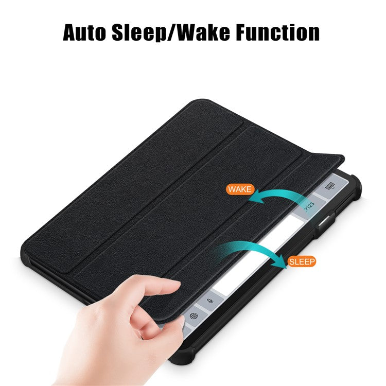 For Huawei MatePad 11 (2023) Tri-fold Stand Tablet Case PU Leather Tablet Cover with Auto Wake / Sleep - Black