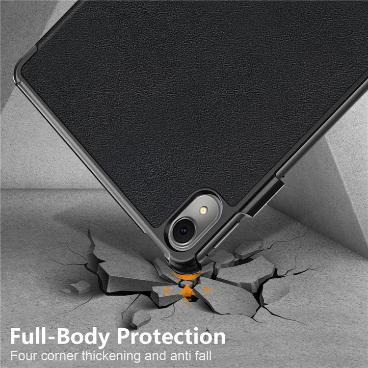 For Huawei MatePad 11 (2023) Tri-fold Stand Tablet Case PU Leather Tablet Cover with Auto Wake / Sleep - Black
