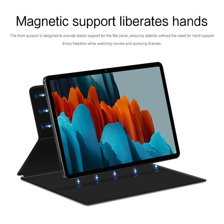 For Samsung Galaxy Tab S7 PU Leather Magnetic Tablet Case Stand Auto Sleep / Wake Cover - Black