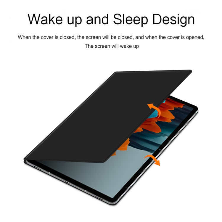 For Samsung Galaxy Tab S7 PU Leather Magnetic Tablet Case Stand Auto Sleep / Wake Cover - Black