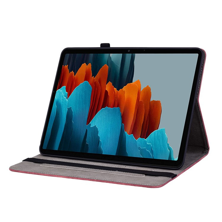 For Samsung Galaxy Tab S10+ / S9+ PU Leather Tablet Cover Butterfly Rose Imprinted Stand Case with Card Slots - Red