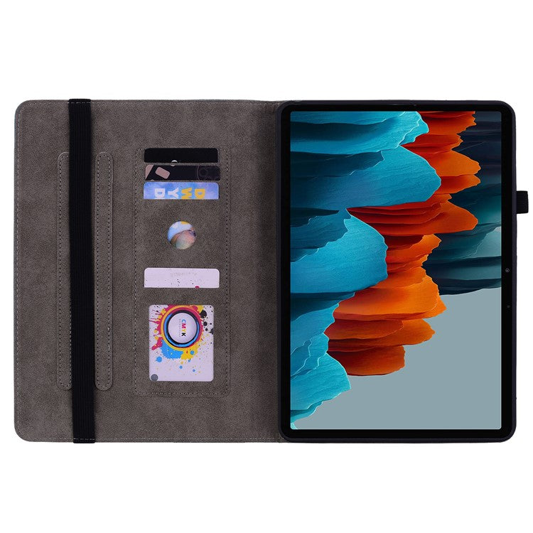For Samsung Galaxy Tab S10+ / S9+ PU Leather Tablet Cover Butterfly Rose Imprinted Stand Case with Card Slots - Red