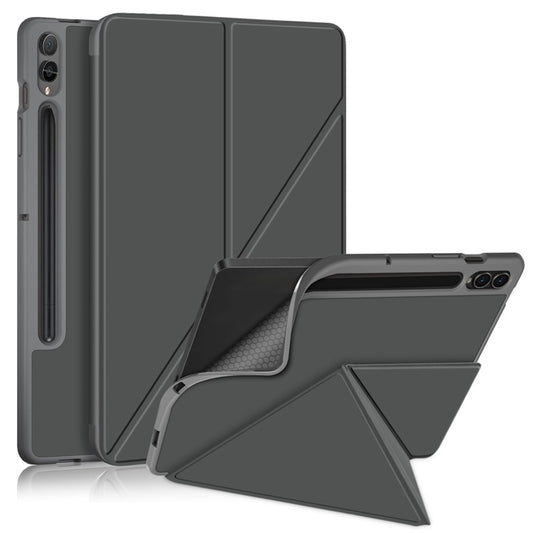 Origami Stand Case for Samsung Galaxy Tab S10+ Wi-Fi SM-X820 SM-X826B / Tab S9+ SM-X810 (Wi-Fi), SM-X816B (5G Global), SM-X818U (5G US) PU Leather Smart Tablet Cover - Grey