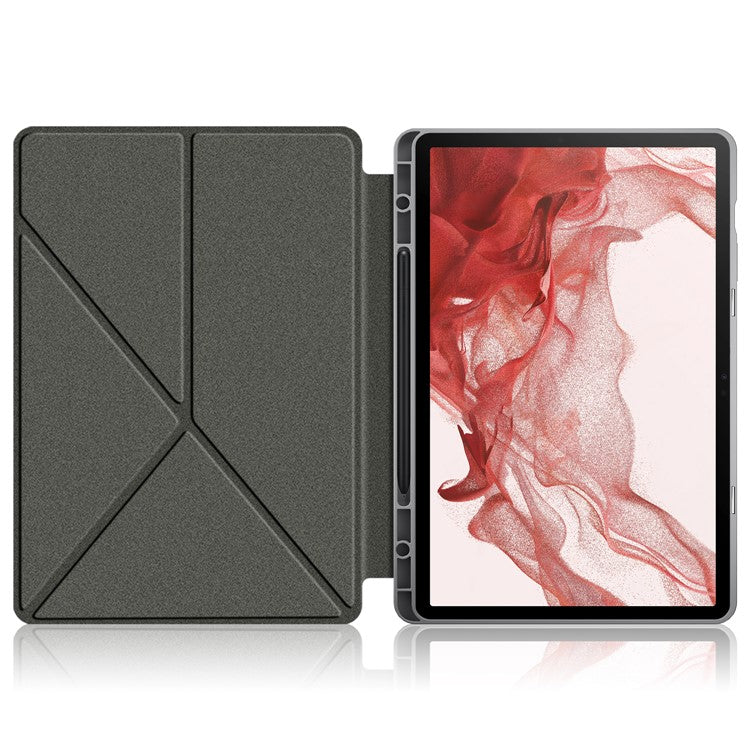 Origami Stand Case for Samsung Galaxy Tab S10+ Wi-Fi SM-X820 SM-X826B / Tab S9+ SM-X810 (Wi-Fi), SM-X816B (5G Global), SM-X818U (5G US) PU Leather Smart Tablet Cover - Grey