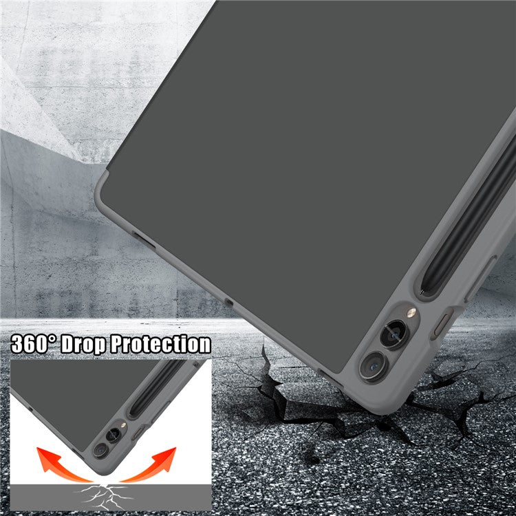 Origami Stand Case for Samsung Galaxy Tab S10+ Wi-Fi SM-X820 SM-X826B / Tab S9+ SM-X810 (Wi-Fi), SM-X816B (5G Global), SM-X818U (5G US) PU Leather Smart Tablet Cover - Grey