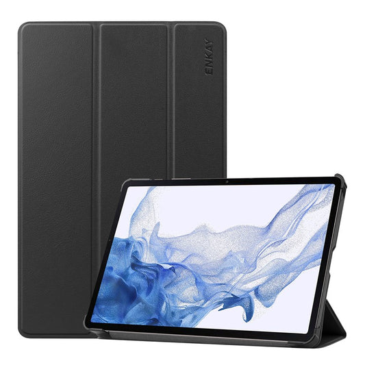 ENKAY HAT PRINCE Smart Tablet Case for Samsung Galaxy Tab S9 , PU Leather+PC Trifold Stand Protective Cover - Black