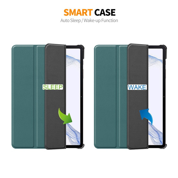 ENKAY HAT PRINCE Smart Tablet Case for Samsung Galaxy Tab S9 , PU Leather+PC Trifold Stand Protective Cover - Black
