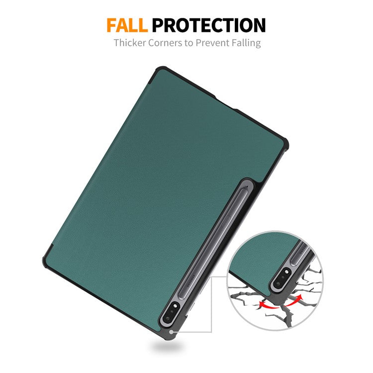 ENKAY HAT PRINCE Smart Tablet Case for Samsung Galaxy Tab S9 , PU Leather+PC Trifold Stand Protective Cover - Black