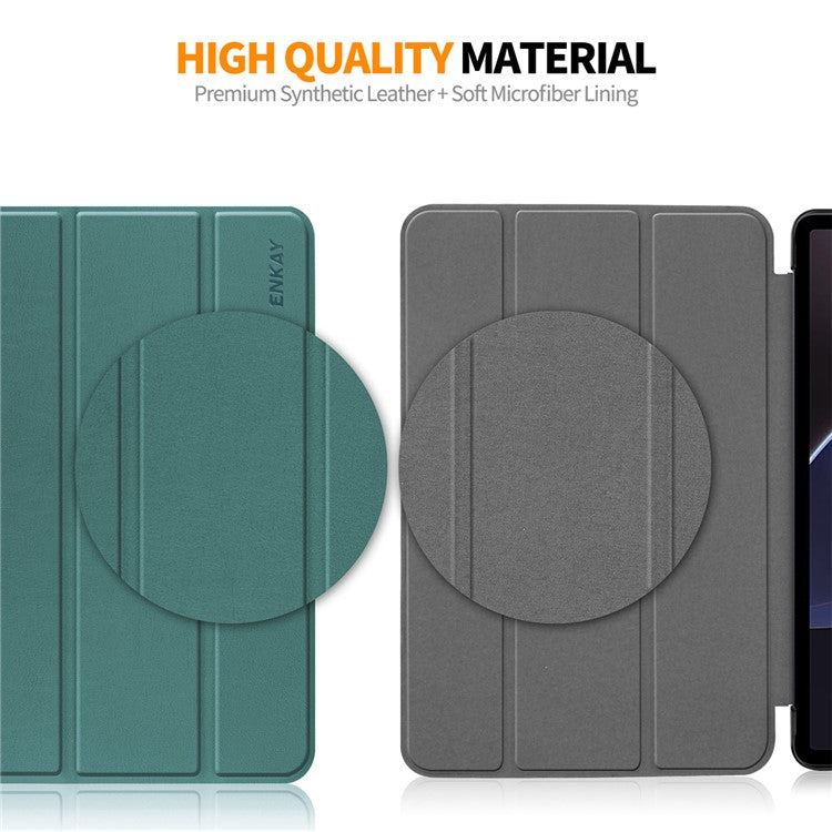 ENKAY HAT PRINCE Smart Tablet Case for Samsung Galaxy Tab S9 , PU Leather+PC Trifold Stand Protective Cover - Black