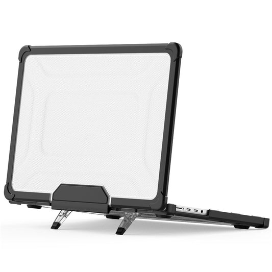 For MacBook Pro 14 inch (2024) (2021) / (2023) (A2442 M1 Pro  /  M1 Max / A2779) Heat Dissipation Hard PC+TPU Laptop Case with Kickstand - Black