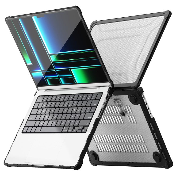 For MacBook Pro 14 inch (2024) (2021) / (2023) (A2442 M1 Pro  /  M1 Max / A2779) Heat Dissipation Hard PC+TPU Laptop Case with Kickstand - Black