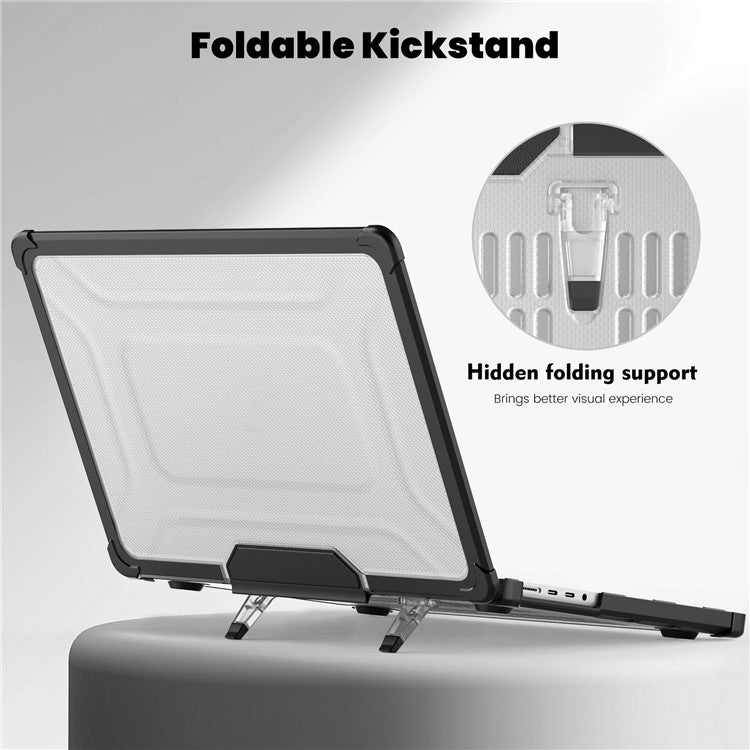 For MacBook Pro 14 inch (2024) (2021) / (2023) (A2442 M1 Pro  /  M1 Max / A2779) Heat Dissipation Hard PC+TPU Laptop Case with Kickstand - Black
