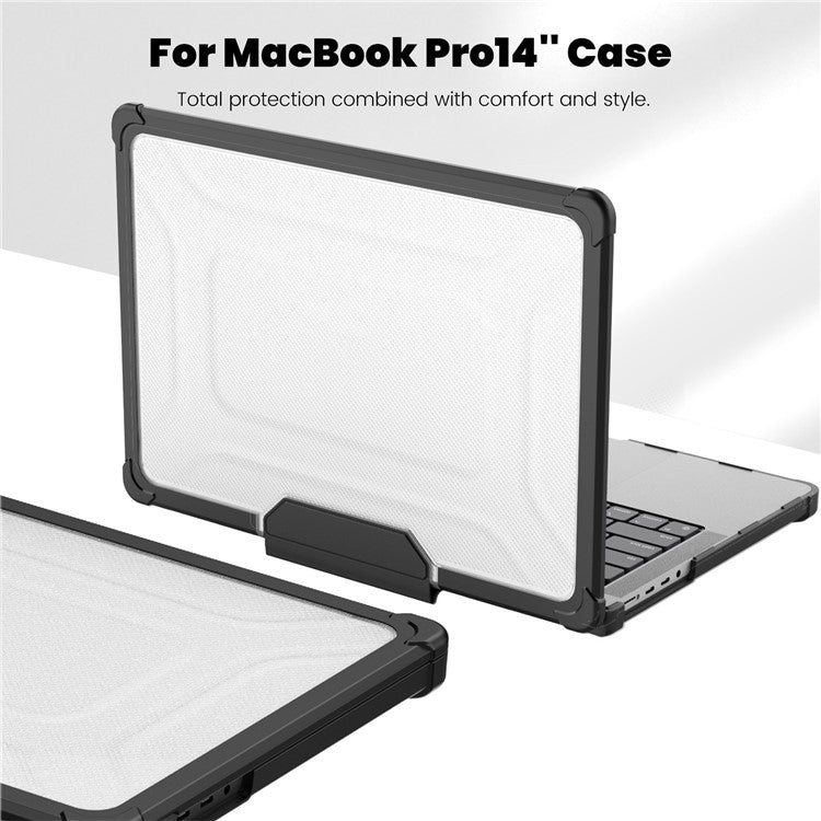 For MacBook Pro 14 inch (2024) (2021) / (2023) (A2442 M1 Pro  /  M1 Max / A2779) Heat Dissipation Hard PC+TPU Laptop Case with Kickstand - Black
