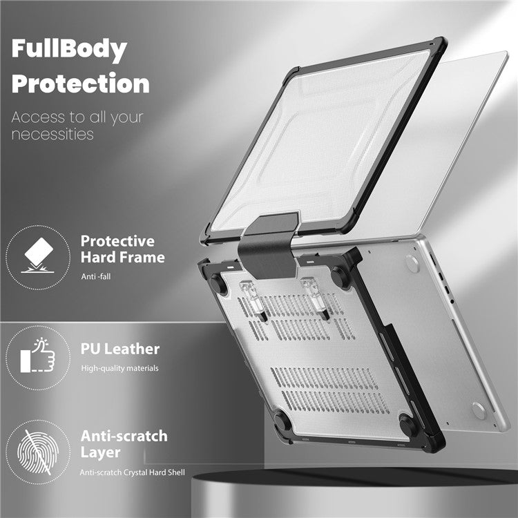 For MacBook Pro 14 inch (2024) (2021) / (2023) (A2442 M1 Pro  /  M1 Max / A2779) Heat Dissipation Hard PC+TPU Laptop Case with Kickstand - Black