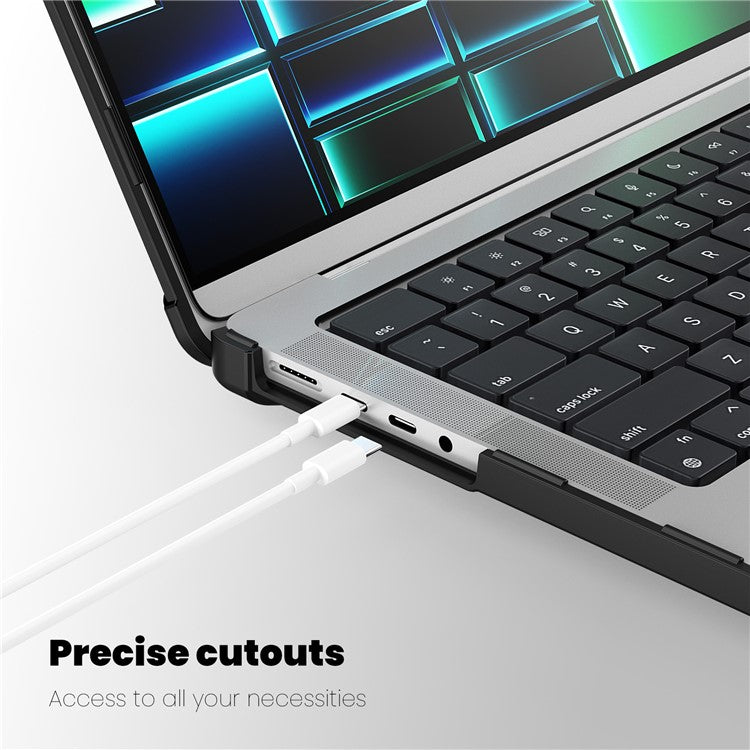 For MacBook Pro 14 inch (2024) (2021) / (2023) (A2442 M1 Pro  /  M1 Max / A2779) Heat Dissipation Hard PC+TPU Laptop Case with Kickstand - Black
