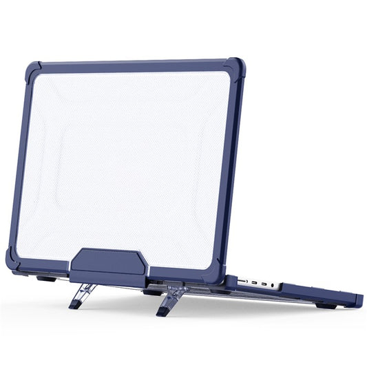 For MacBook Pro 14 inch (2024) (2021) / (2023) (A2442 M1 Pro  /  M1 Max / A2779) Heat Dissipation Hard PC+TPU Laptop Case with Kickstand - Navy Blue