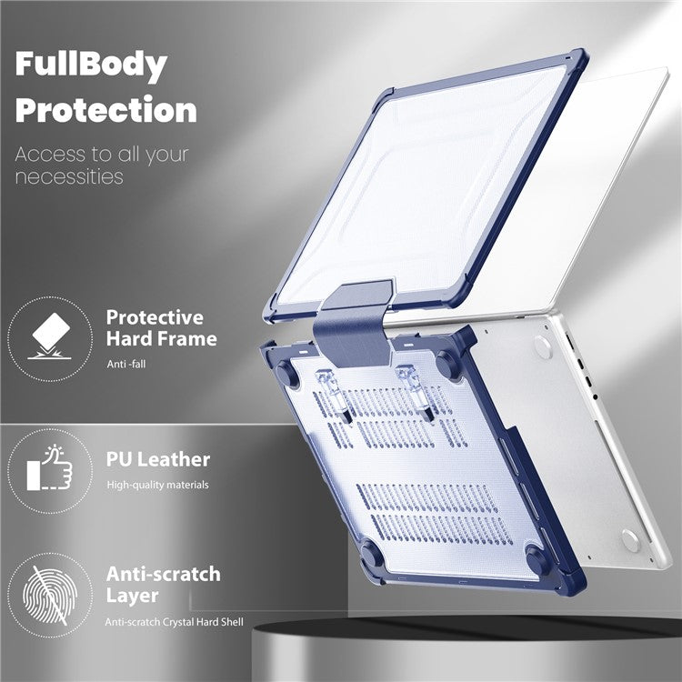 For MacBook Pro 14 inch (2024) (2021) / (2023) (A2442 M1 Pro  /  M1 Max / A2779) Heat Dissipation Hard PC+TPU Laptop Case with Kickstand - Navy Blue