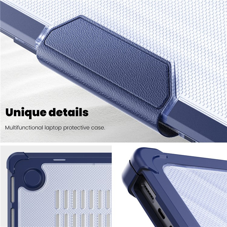 For MacBook Pro 14 inch (2024) (2021) / (2023) (A2442 M1 Pro  /  M1 Max / A2779) Heat Dissipation Hard PC+TPU Laptop Case with Kickstand - Navy Blue