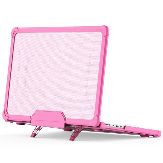 For MacBook Pro 14 inch (2024) (2021) / (2023) (A2442 M1 Pro  /  M1 Max / A2779) Heat Dissipation Hard PC+TPU Laptop Case with Kickstand - Rose
