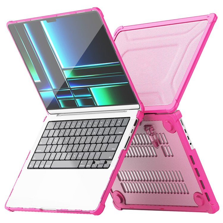 For MacBook Pro 14 inch (2024) (2021) / (2023) (A2442 M1 Pro  /  M1 Max / A2779) Heat Dissipation Hard PC+TPU Laptop Case with Kickstand - Rose