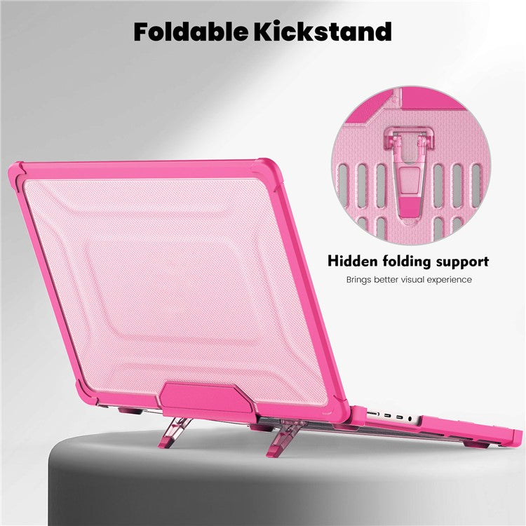 For MacBook Pro 14 inch (2024) (2021) / (2023) (A2442 M1 Pro  /  M1 Max / A2779) Heat Dissipation Hard PC+TPU Laptop Case with Kickstand - Rose