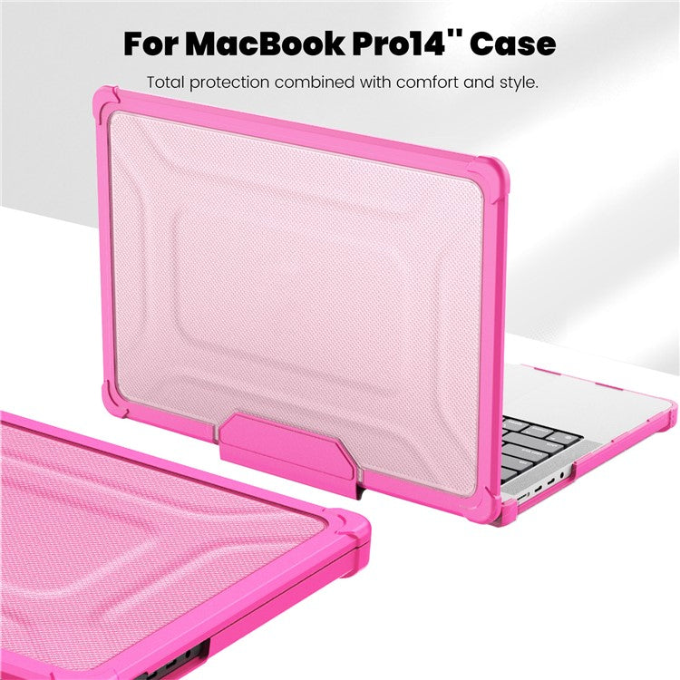 For MacBook Pro 14 inch (2024) (2021) / (2023) (A2442 M1 Pro  /  M1 Max / A2779) Heat Dissipation Hard PC+TPU Laptop Case with Kickstand - Rose