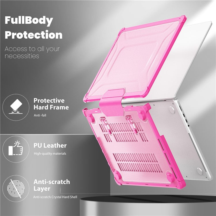 For MacBook Pro 14 inch (2024) (2021) / (2023) (A2442 M1 Pro  /  M1 Max / A2779) Heat Dissipation Hard PC+TPU Laptop Case with Kickstand - Rose