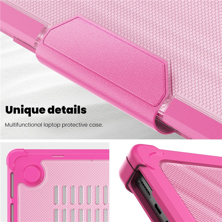 For MacBook Pro 14 inch (2024) (2021) / (2023) (A2442 M1 Pro  /  M1 Max / A2779) Heat Dissipation Hard PC+TPU Laptop Case with Kickstand - Rose