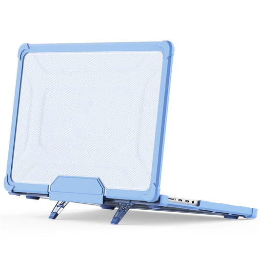 For MacBook Pro 14 inch (2024) (2021) / (2023) (A2442 M1 Pro  /  M1 Max / A2779) Heat Dissipation Hard PC+TPU Laptop Case with Kickstand - Baby Blue