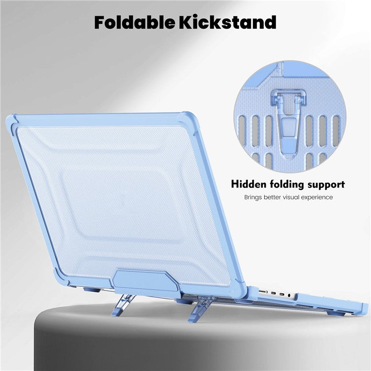 For MacBook Pro 14 inch (2024) (2021) / (2023) (A2442 M1 Pro  /  M1 Max / A2779) Heat Dissipation Hard PC+TPU Laptop Case with Kickstand - Baby Blue