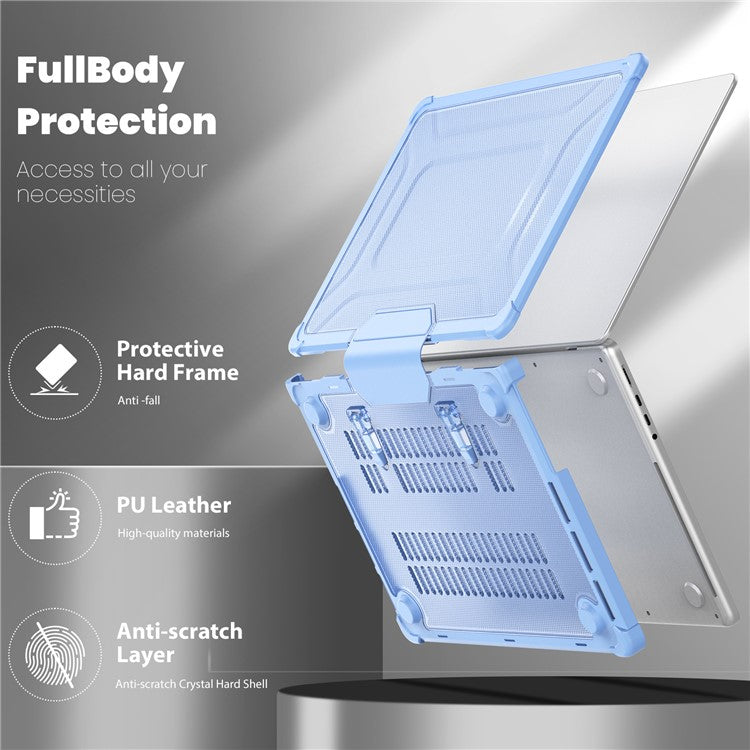 For MacBook Pro 14 inch (2024) (2021) / (2023) (A2442 M1 Pro  /  M1 Max / A2779) Heat Dissipation Hard PC+TPU Laptop Case with Kickstand - Baby Blue