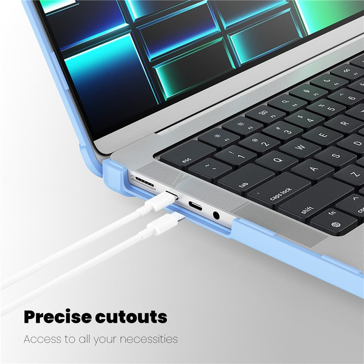 For MacBook Pro 14 inch (2024) (2021) / (2023) (A2442 M1 Pro  /  M1 Max / A2779) Heat Dissipation Hard PC+TPU Laptop Case with Kickstand - Baby Blue