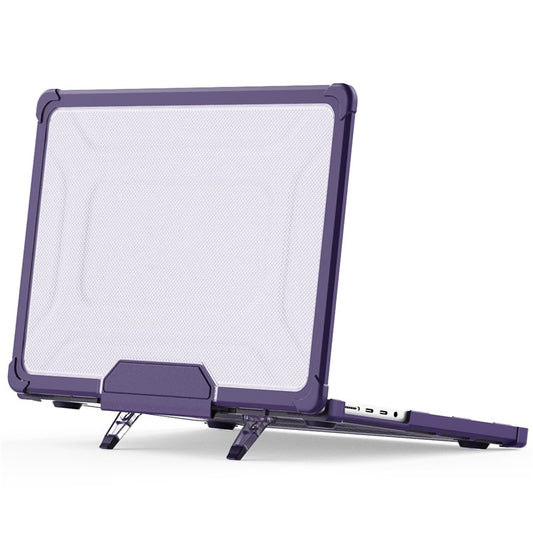For MacBook Pro 14 inch (2024) (2021) / (2023) (A2442 M1 Pro  /  M1 Max / A2779) Heat Dissipation Hard PC+TPU Laptop Case with Kickstand - Purple